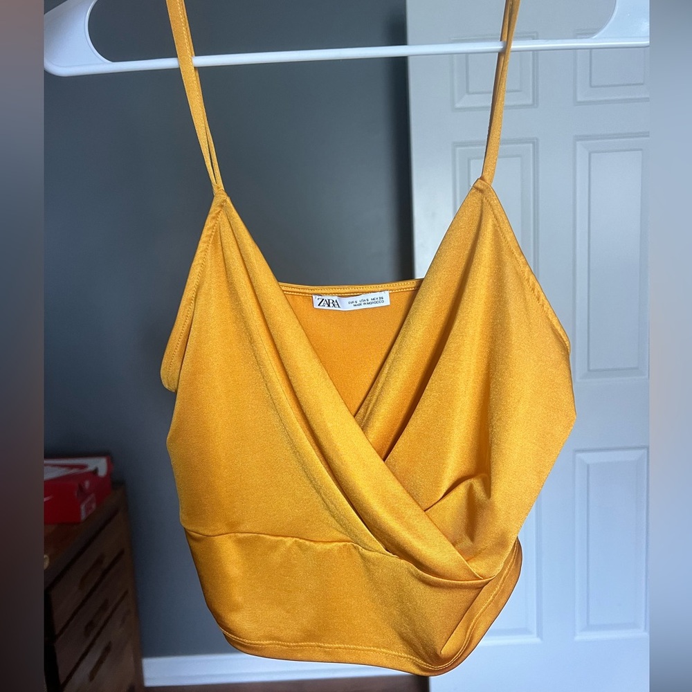 Zara Women's Mustard Wrap Top